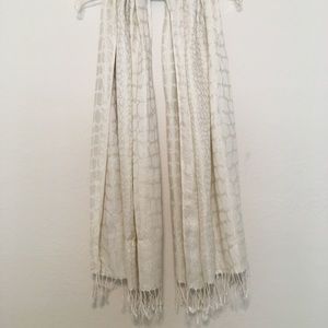 Cream and gold scarf with fringe